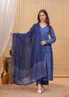 Blue Colour Rayon Printed Kurti With Pant Dupatta Wholesale Online Aaradhna 2037